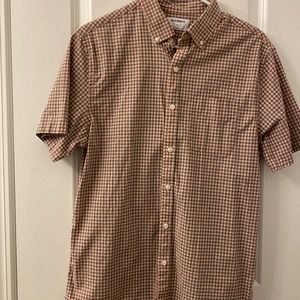 Grey and light pink button up short sleeves size M